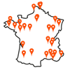 Carte avec marqueurs orange